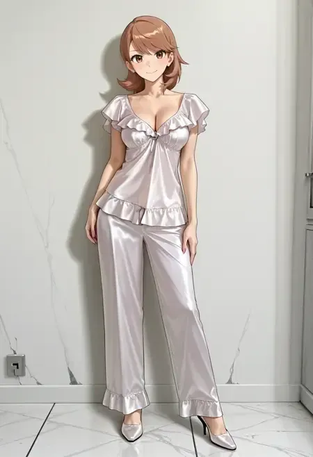 Satin Ruffle Pajamas illust