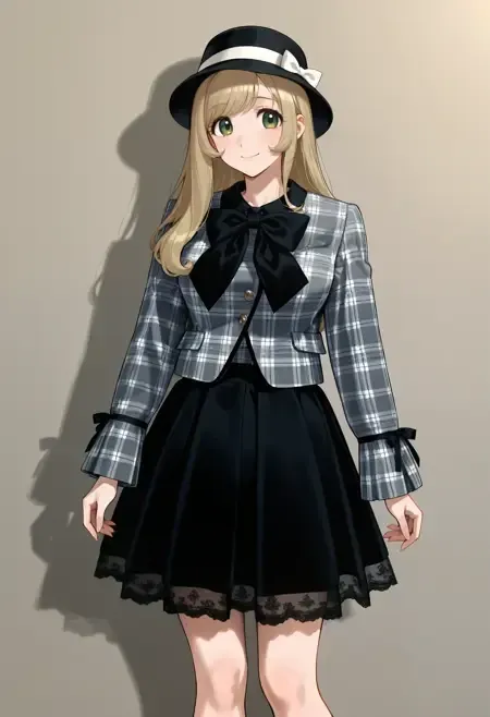 Ribbon French Jacket & Black Skirt illust