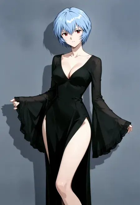 Gothic High Slit Wide Sleeve Dress illust