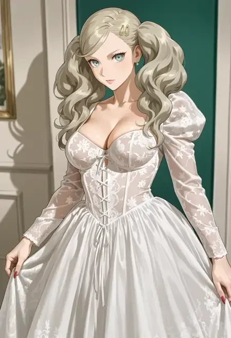 White Lace Wedding Dress illust
