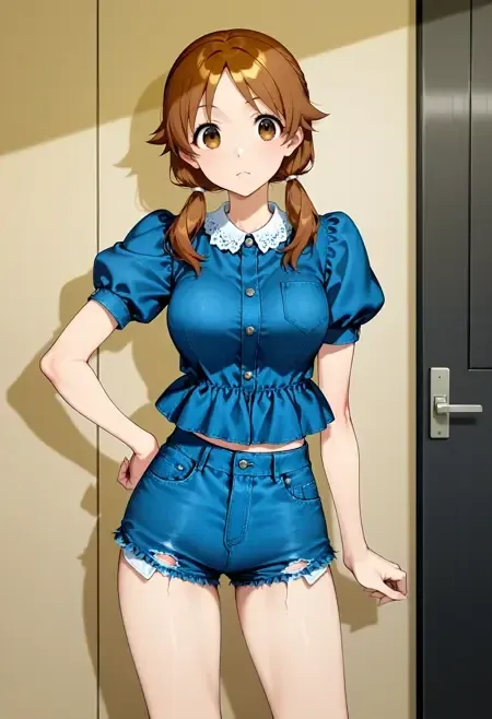 Sweet Denim Frill Set illust
