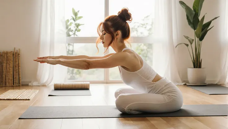 In an elegant yoga-style studio