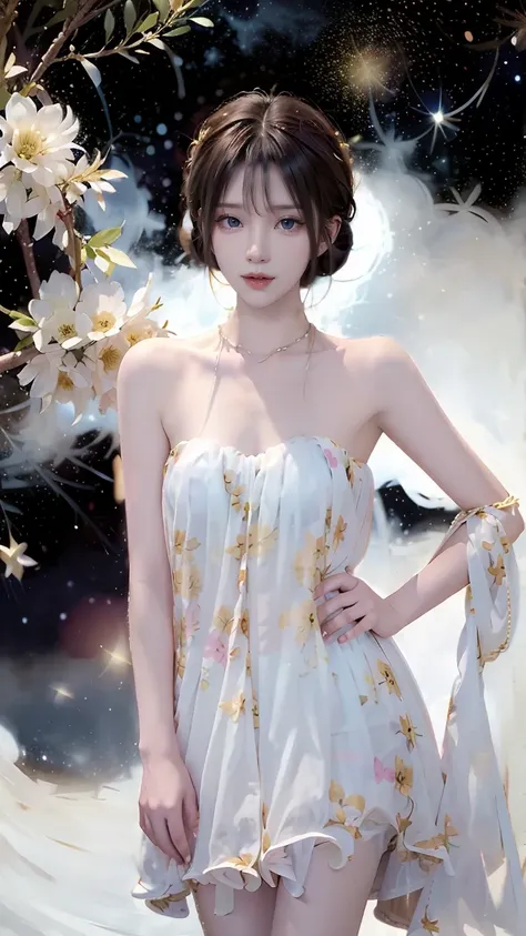 白色溫柔碎花抹胸吊帶洋裝-海藝 2025_9_23