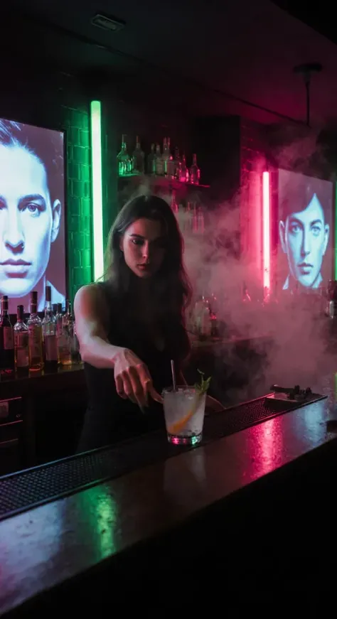 Bar in the basement with holograms