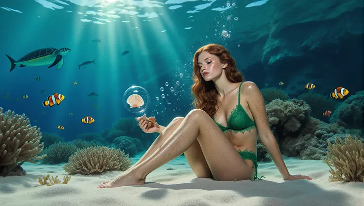 Sitting posture on the sandy bottom