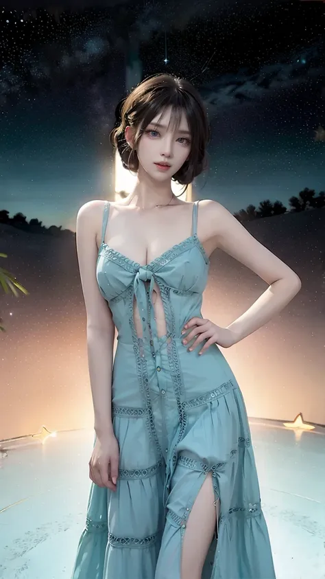 湖水綠鏤空度假洋裝 2025_10_3
