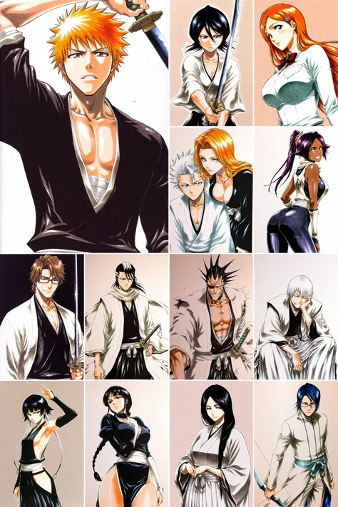 16 in 1，《Bleach》/《死神》Tite Kubo/久保带人 - Artist Style illustrious XL_v1.0