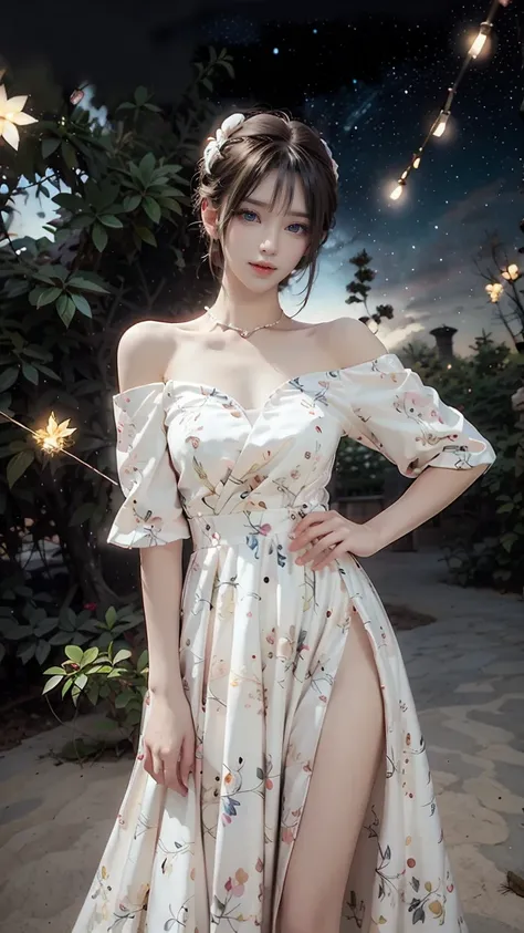 白色法式泡泡袖碎花洋裝 2025_10_6