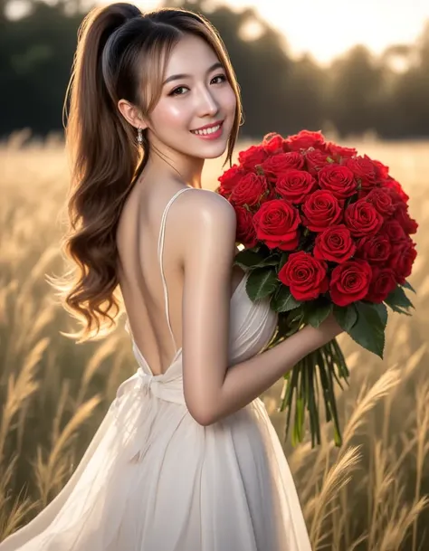 Scarlet Roses in the Pampas Field