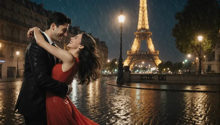 Danse sous la pluie dans la ville