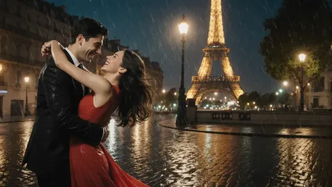 雨の中の街でのダンス