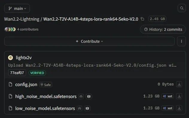 Wan2.2-T2V-A14B-4steps-lora-rank64-Seko-V2.0 LOW-Seko V2.0