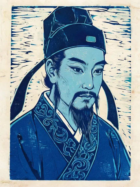 QWEN2512 精美蓝色版画 V1