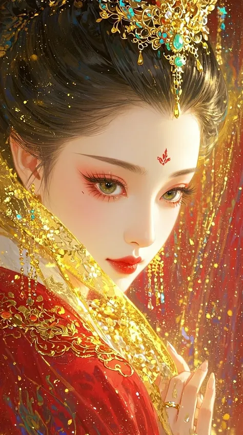 QWEN 2512 金箔岩彩插画 V1