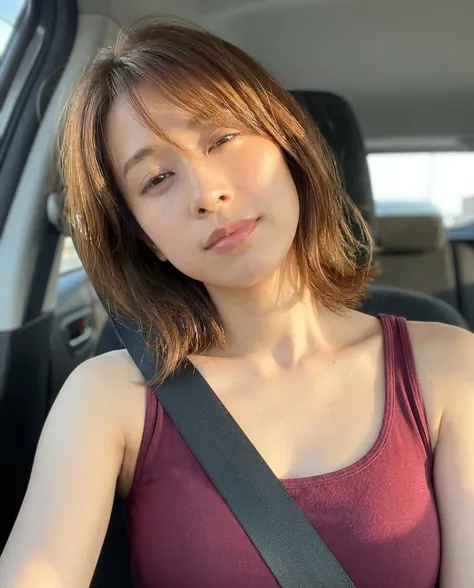 Natural Sunlight Selfie in a Parked Car