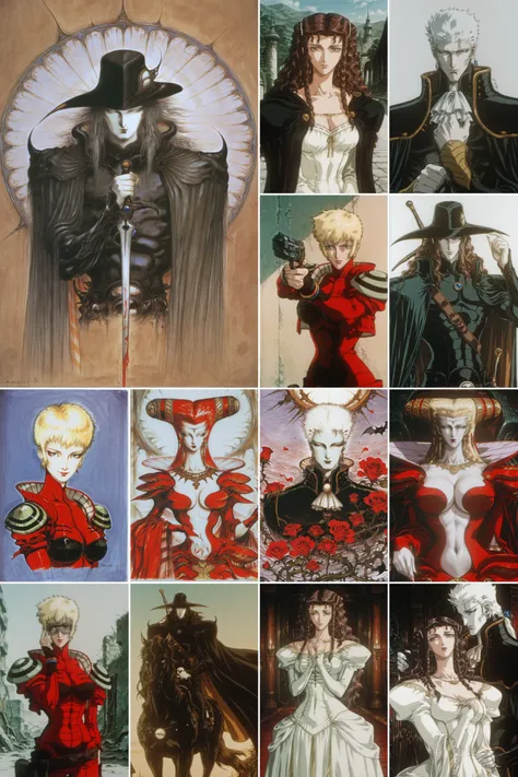 5 in 1，Vampire Hunter D: Bloodlust/吸血鬼猎人D，天野喜孝/Yoshitaka Amano -Artist Style illustrious XL_v1.0