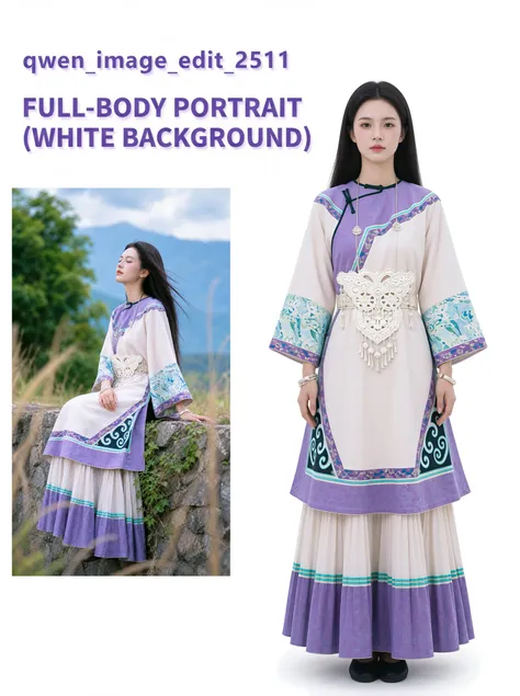 Full-body portrait image on a white background | qwen_image_edit_2511 1.0