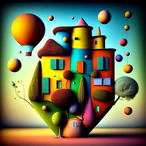 (colorfulsurrealism)++, (surrealism), a house