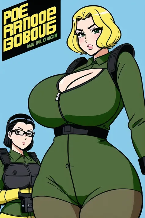 Military Girl, military outfit, green military clothing, sexy clothing, action, action setting, shooting guns, holding guns, rain of bullets, action scene, big breasts, large boobs, cleavage, exposed breasts, big boobs, long legs, detailed eyes, matching e...