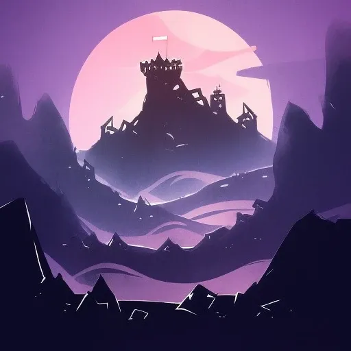 (darkflatartai)++ moutains with a castle on top