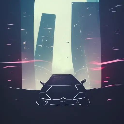 (darkflatartai)++ a car driving in the city