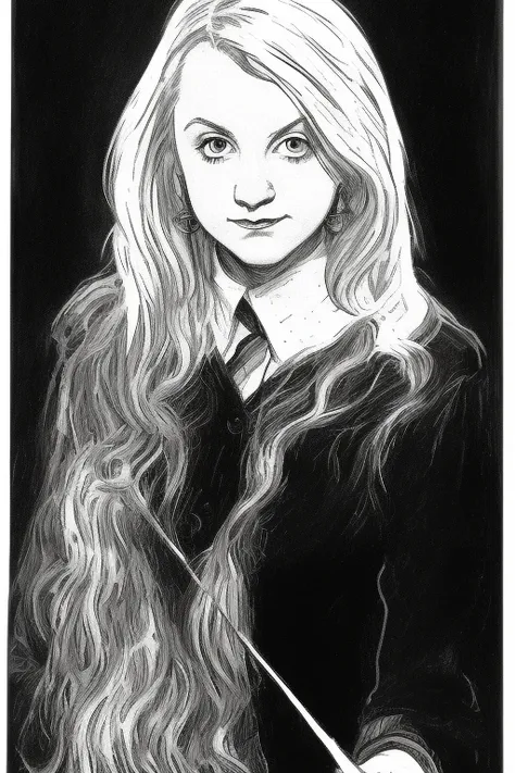 a portrait painting of luna, black and white, comic book style,  by bernie wrightson