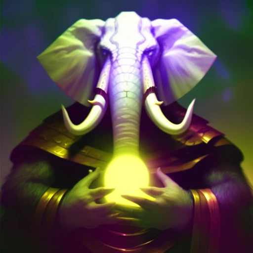 portrait of an loxodon_person warlock, medieval, volumetric lighting, sharp, smooth, concept art, brush stroke style, artstation...