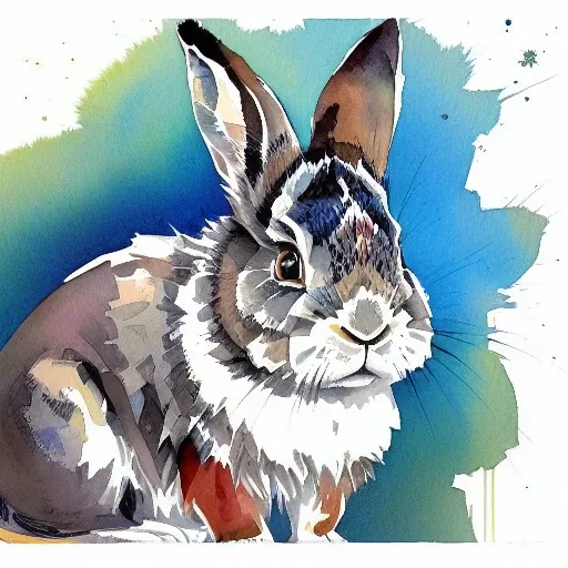 a watercolor painting with a white background a rabbit