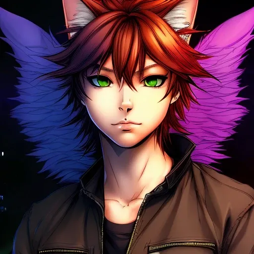 1cat, building, city, depth_of_field, looking_at_viewer, male_focus,angel_wings,casual_clothes, comic book cover, tarot card, wild colored hair, style of joe madureira,style of salvadora larocca, lisdusk1,nvinkpunk, lisdusk2