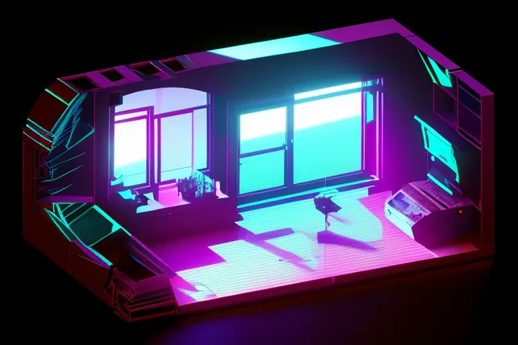 dskise, (isometric) , isometric cutaway of a crystal, volumetric lighting , (unreal engine), octane dender, dskise