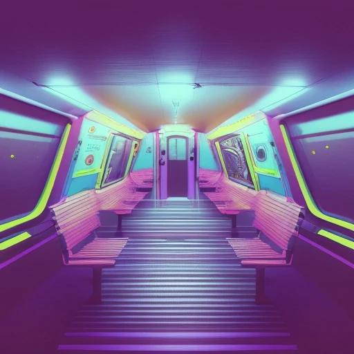 dskise, (isometric) , isometric cutaway of a subway car, retro synthwave,  vaporwave elements, cinematic lighting , octane dende...