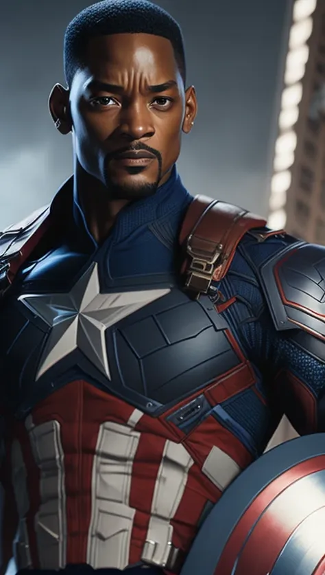 . .tarantino style will smith as captain america 8k, high definition, detailed face, detailed face, detailed eyes, detailed suit...