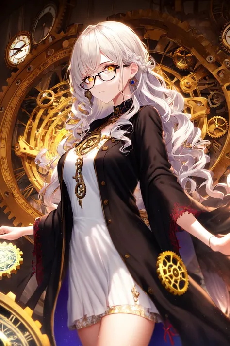1girl, masterpiece, best quality, extremly detailed,cinematic lighting, beautiful detailed glow, intricate detail, finely detailed beautiful face and eyes, 8k, dark intense shadows, white hair, long hair, wavy hair, yellow eyes, soft glowing eyes, expressi...