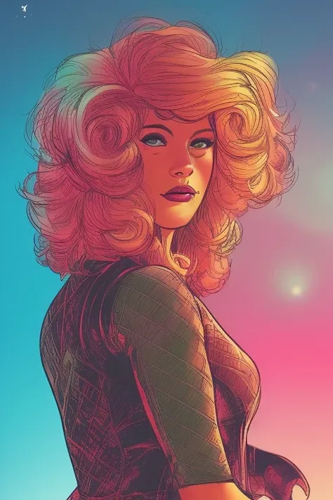 1girl, portrait, comic book style,  incredible feminine comic superhero beauty ,wild hair colors, digital art  , trading card ov...