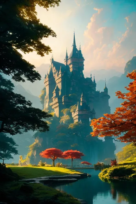 gothic castle yard with a lake and lush plants, fantasy art, by greg rutkowski, loish, rhads, ferdinand knab, makoto shinkai and lois van baarle, ilya kuvshinov, rossdraws, tom bagshaw, beautiful, cinematic, elegant, hyperrealistic, octane render, unreal, ...