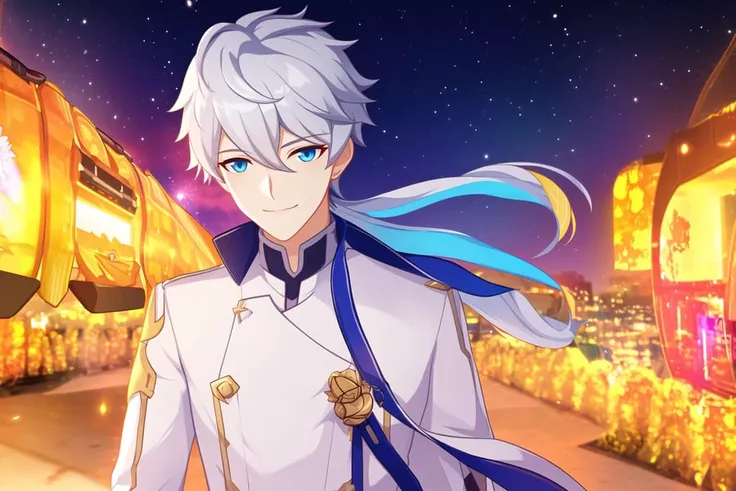 masterpiece, best quality,((ultra-detailed)), (illustration), ((an extremely delicate and beautiful)),dynamic angle,floating, (beautiful detailed eyes),(bright eyes) ,(detailed light),solo,
1boy, aerial_fireworks, aurora, blue_eyes, camera, city_lights, co...