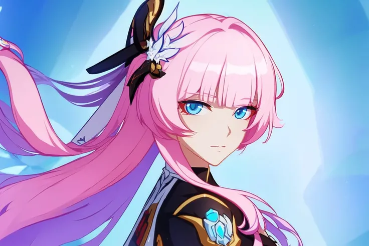 masterpiece, best quality,((ultra-detailed)), (illustration), ((an extremely delicate and beautiful)),dynamic angle,floating, (beautiful detailed eyes),(bright eyes) ,(detailed light),solo,
bangs, blue_eyes, hair_ornament, holding, logo, long_hair, looking...