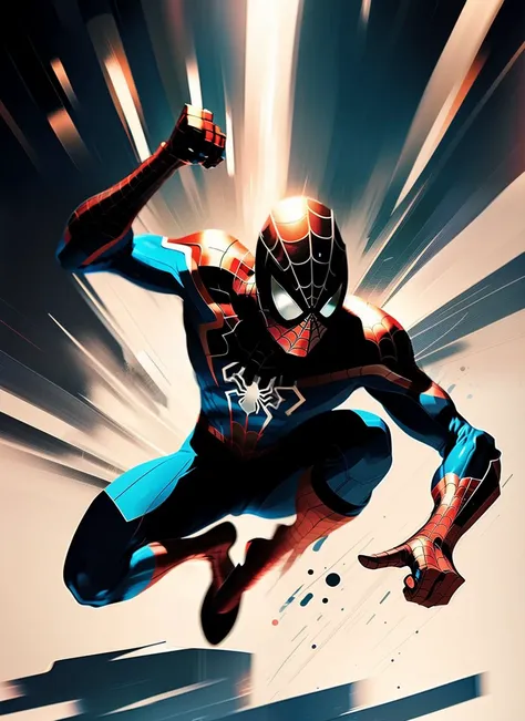 super hero spiderman in action post blurry background 3d render pixar stylemodel made of hiroaki takahashi art ultra perfect com...