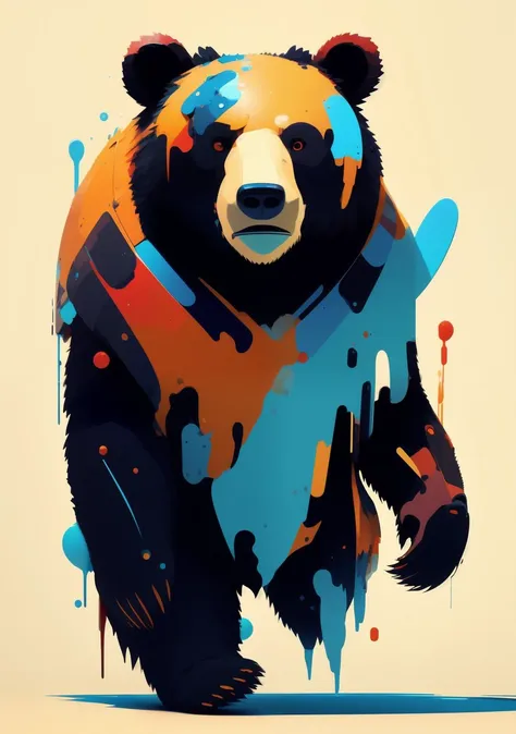 bear 3d render pixar stylemodel made of hiroaki takahashi art ultra perfect composition 3d liquid detailing fluid acrylic by gre...