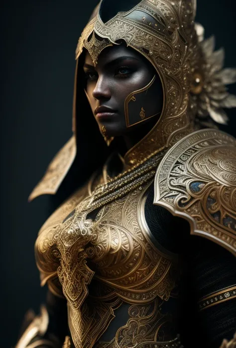 full body wide shot, woman beautiful face warrior wearing heavy iron armor,insanely detailed and intricate armor , hypermaximalist, elegant, ornate, hyper realistic, super detailed, cinematic light, dark fantasy, ConceptArtWorld, apocalyptic,grouchy, mast...