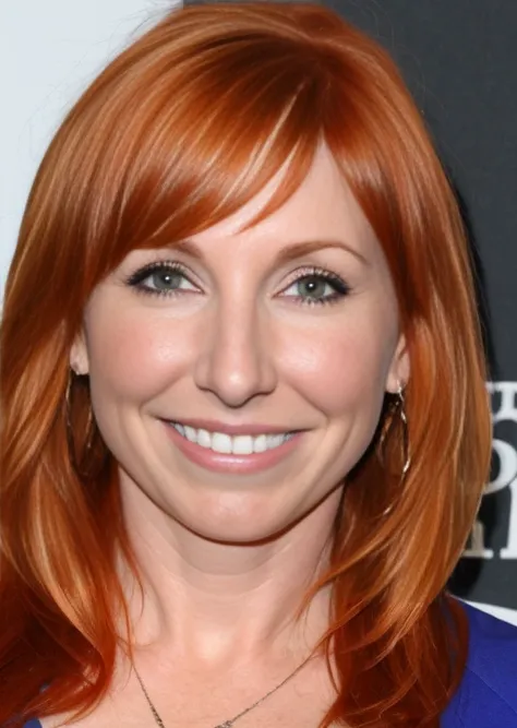 photo of kari byron person, straight hair, hyper realistic photograph, detailed face, closed lips