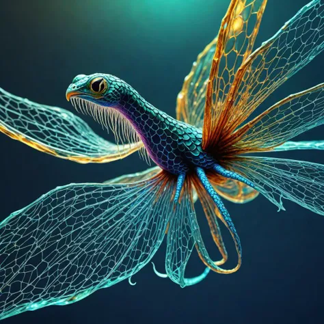 8k, hdr, high details, absurdres, aquatic intelligence- graceful being with iridescent, webbed appendages and glistening scales,feathered pattern, wormhole