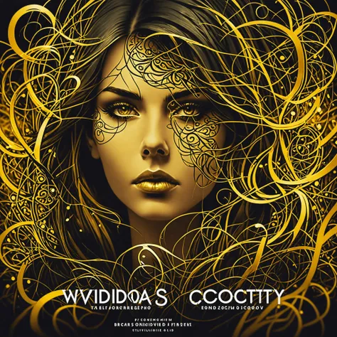 Typographic art vivid, abstract, surreal, shadows, 20 years old Maltese young woman, otherworldly background, eldritch, meadow, uncontested beauty, Viper, dangerous, (Legendary Gold outline). Stylized, intricate, detailed, artistic, text-based illustration...