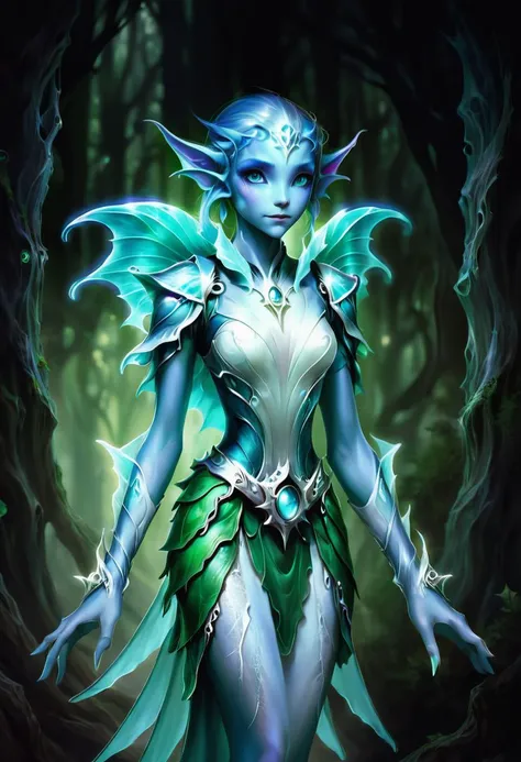 hyper detailed masterpiece, dynamic, awesome quality, cute strom elf, female  semi-ghost, ethereal translucent appearance, faint ghostly glow,human face,ghost like characteristics, partially visible, transparent form, unfinished journey to the afterlife, h...