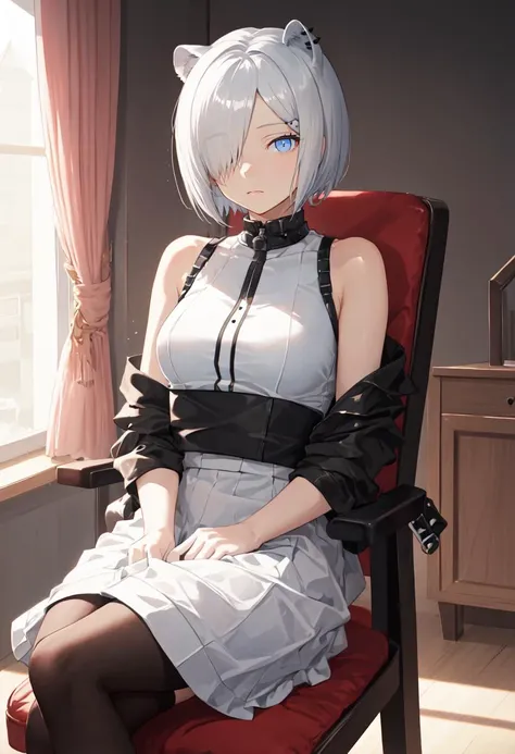 (safe:1.10), best quality, masterpiece, highres, solo, (shirayuki_arknights:1.10), sitting, sitting on chair, chair, cowboy shot, looking at viewer, 20 <lora:shirayuki_arknights:0.80>