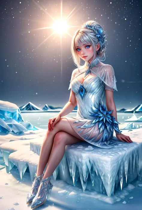 (masterpiece,ultra-detailed,best quality,8K,illustration,shaved:1.2),(petite girl:1.2) <lora:add_detail:1.5>,<lora:ice:0.6> ice,ice dress,ice magic,snow,sitting on ice