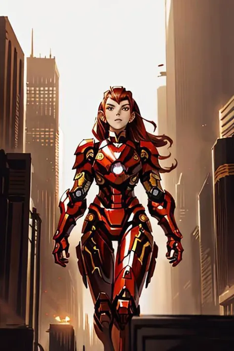 araffed woman in a red suit posing in the city, wojtek fus, stunning armor, cyberpunk iron man, emma watson as iron man, by Jason Chan, like ironman, cgsociety masterpiece, inspired by Marek Okon, cinematic. by leng jun, [ trending on cgsociety ]!!, alena ...