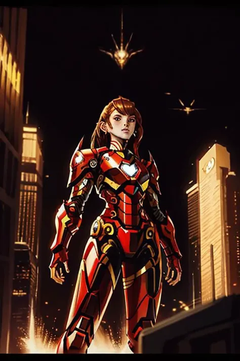 araffed woman in a red suit posing in the city, wojtek fus, stunning armor, cyberpunk iron man, emma watson as iron man, by Jason Chan, like ironman, cgsociety masterpiece, inspired by Marek Okon, cinematic. by leng jun, [ trending on cgsociety ]!!, alena ...