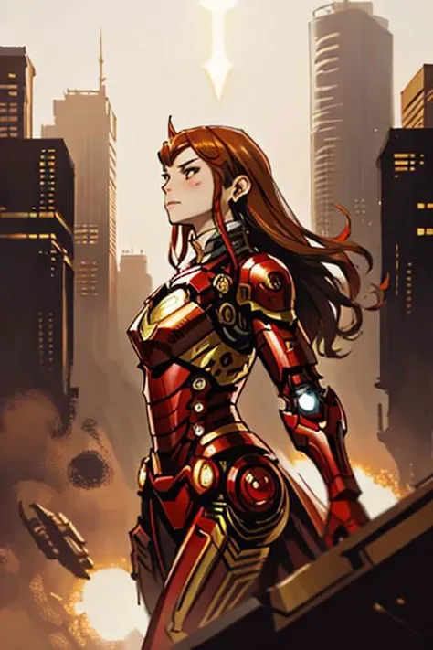 araffed woman in a red suit posing in the city, wojtek fus, stunning armor, cyberpunk iron man, emma watson as iron man, by Jason Chan, like ironman, cgsociety masterpiece, inspired by Marek Okon, cinematic. by leng jun, [ trending on cgsociety ]!!, alena ...