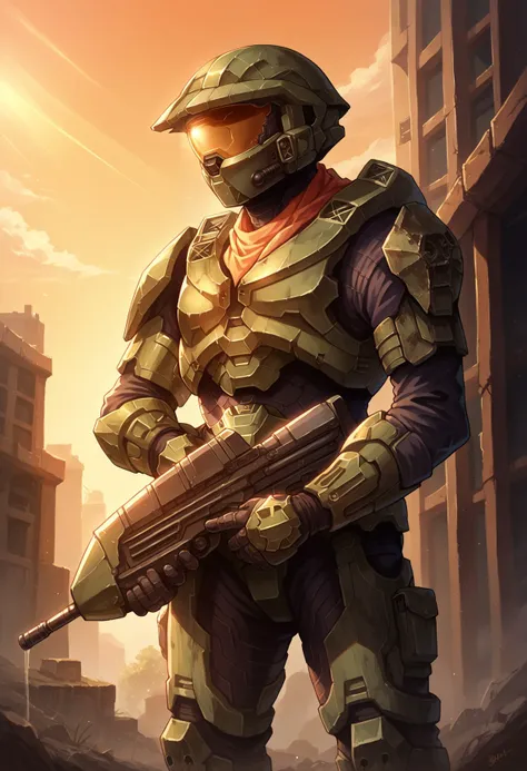 score_9, score_8_up,score_7_up, source_ anime, sunlight, sunrays,drkpny,
BREAK
wasteland,
BREAK
masterchief, helmet, visor, power armor, holding rifle,
 <lora:DarkPony:0.7> <lora:masterchief-halo-richy-v1_pdxl:0.9>